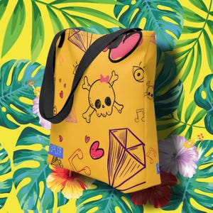 Street Yellow Tote Bag, Reusable Bag, Handmade Bag, Shopping Bag, Shoulder Bag, Aesthetic Tote Bag, Summer Bag, Beach Bag, Gift for Her