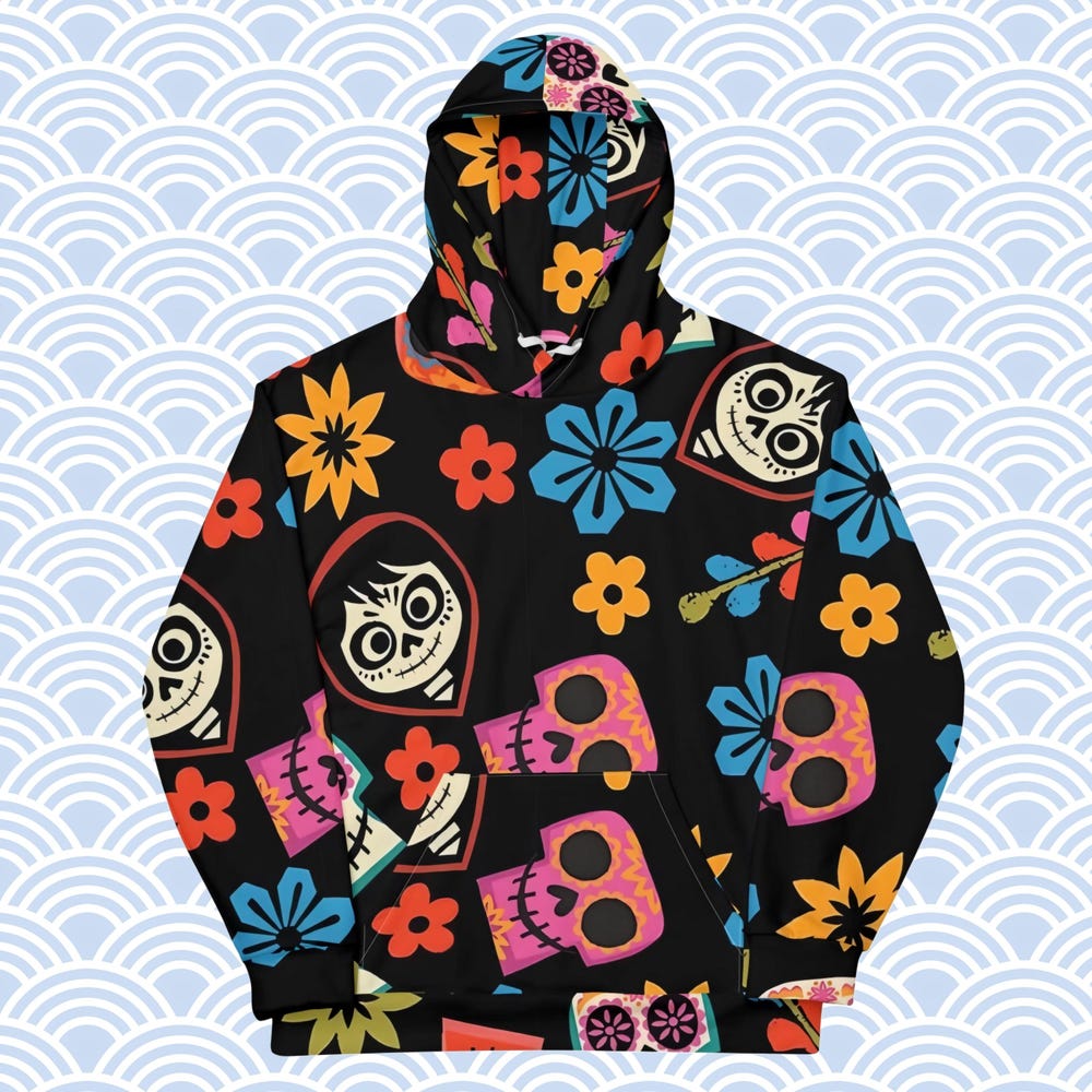 Sugar Skull All Over Print Hoodie, Recycled Hoodie, Pattern Hoodie, Colorful Hoodie, All Over Pattern, Full Print Hoodie, Floral Skull Donuink Store