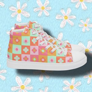Floral Canvas High Top Sneakers: Women&#39;s Blossom Print Shoes