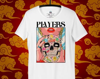 Players Skull Graphic Tee - Komfortfarben Unisex T-Shirt