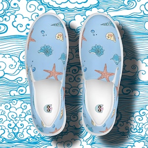 Women’s Under Sea Slip-On Canvas Shoes, Women&#39;s Casual Shoes, Slip-On Sneakers, Trendy Footwear, Ocean Print Shoes, Summer Slip-Ons, Beach