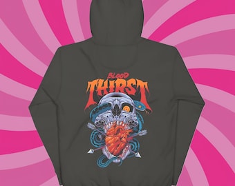 Blood Thirst Skull Snake Hoodie, Gothic Horror Clothing
