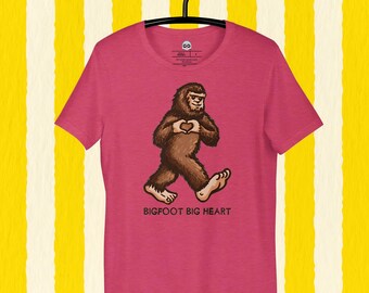 Bigfoot Big Heart T-shirt, Sasquatch Shirt, Love Tee