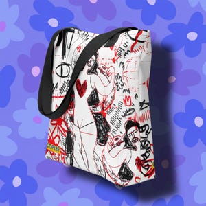 Street Poster Tote Bag, Reusable Bag, Handmade Bag, Shopping Bag, Shoulder Bag, Vintage Aesthetic Tote, Urban Art Tote, Abstract Tote, Retro