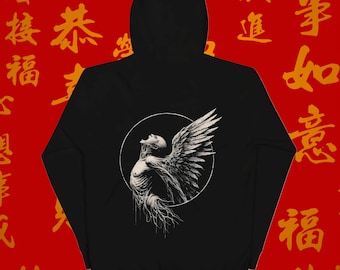 Angel Wings Gothic-hoodie: donkere Academia-grungestijl