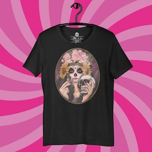 Zukunft Spiegel T-Shirt, Halloween-Schädel-Shirt, Schädel-T-Shirt, Skelett-Shirt, Halloween-T-Shirt, Schädel-T-Shirt, Blumenschädel-Shirt, Schädel-Frauen