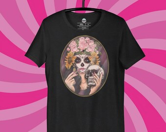 Floral Skull Halloween T-Shirt: Future Mirror Skeleton Tee