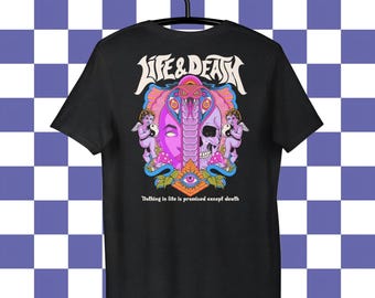 Life and Death T-shirt, Black Death Shirt, Skull, Skeleton, Gothic, Halloween, Angel, Cherubim