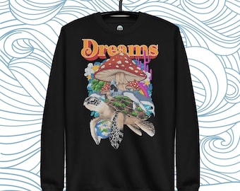 Dreams Turtle Graphic Sweatshirt: Mushroom Skull Sea Turtle