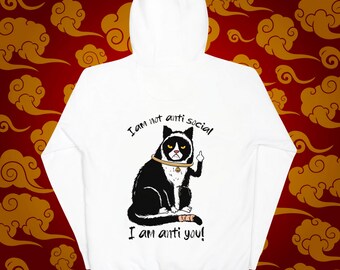 Anti Social Cat Hoodie: Sarcastic Introvert Humor