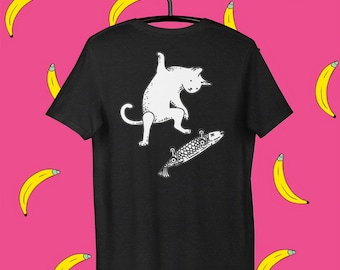 Camiseta de gato callejero: camiseta gráfica de gato patinando