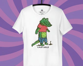 Cropcodile T-Shirt: Funny Crocodile Crop Top, Sarcastic Animal Tee