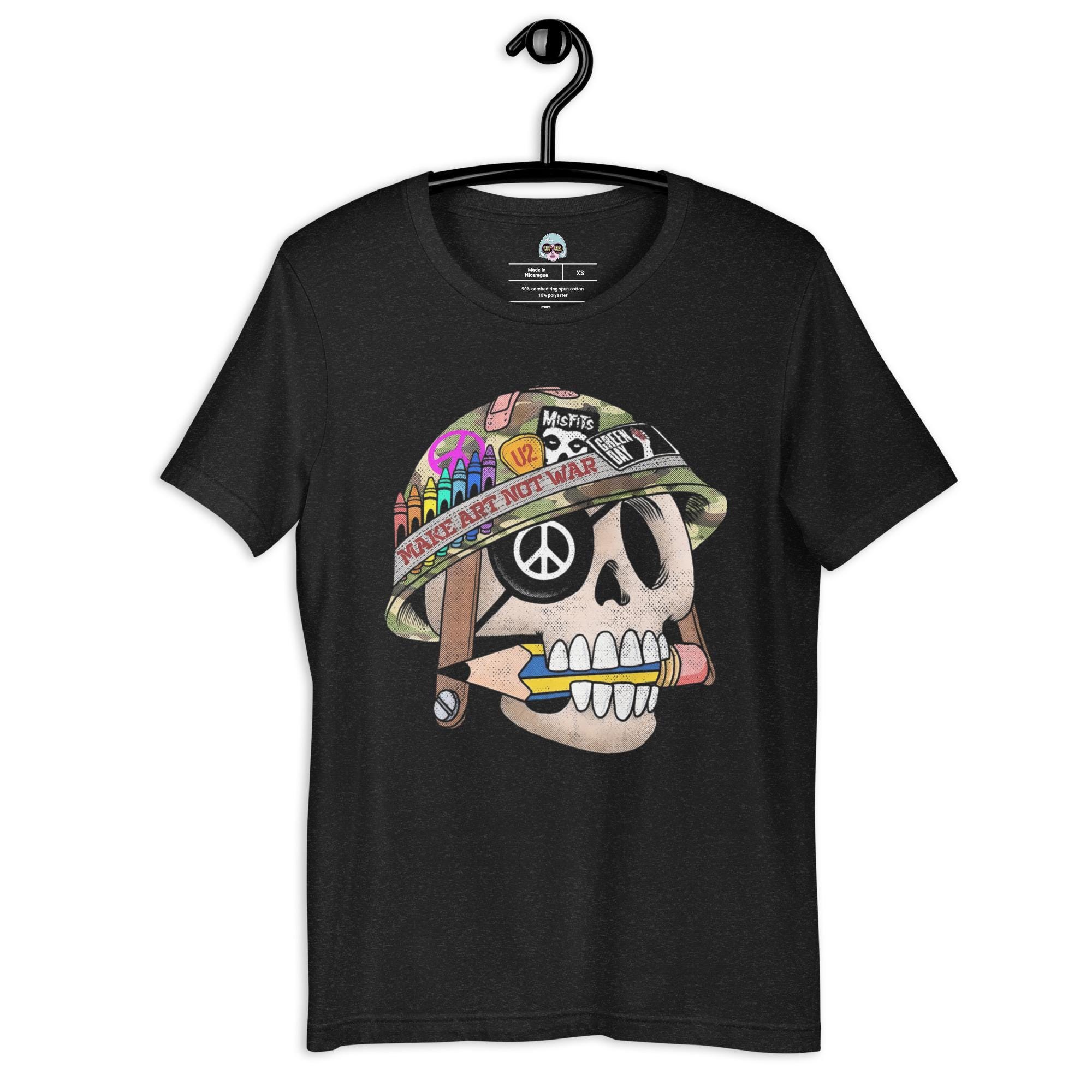 Make Art Not War T-shirt: Skull & Peace Sign Graphic Tee - Etsy