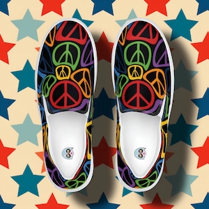 Men’s Peace Slip-On Canvas Shoes, Casual Slip-Ons, Comfortable Canvas, Men&#39;s Shoes, Canvas Sneakers, Peace Shoes, Graphic Shoes