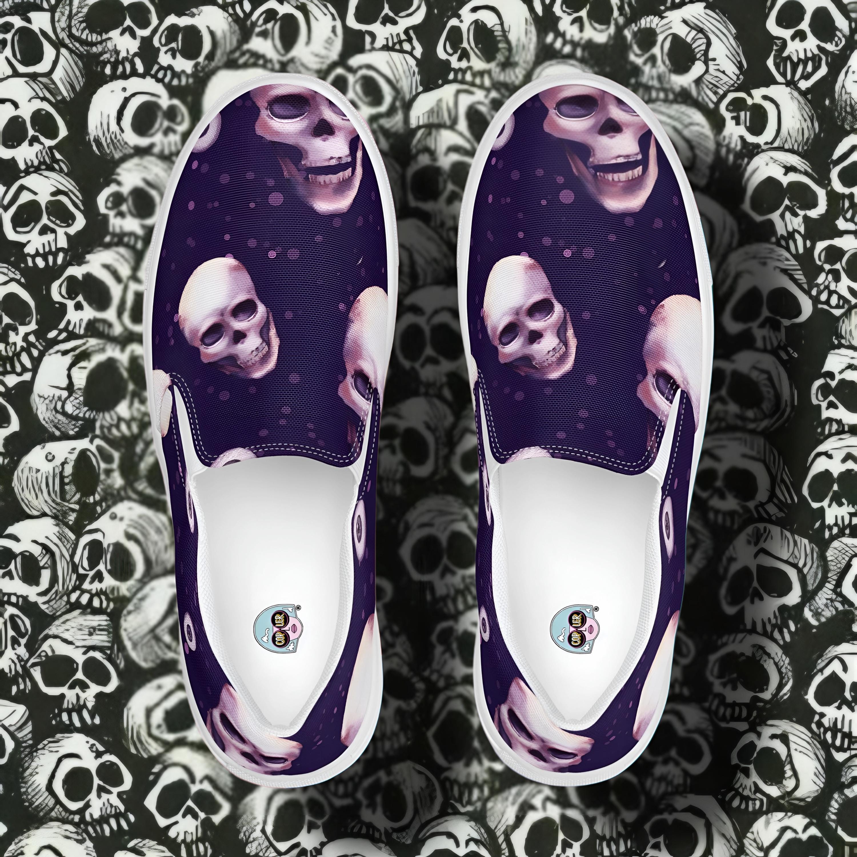 NSS Slip On Sneakers Skull Graphic Canvas Shoes Casual‎ Skatercore Mens Size 12 Men main image 3