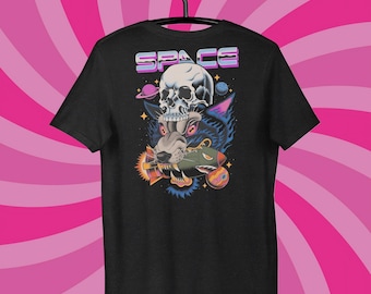 Skull Space Graphic T-Shirt: Cosmic Skeleton Design