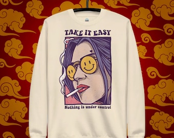 Take It Easy-tröja: Komfortfärger Unisex rund hals
