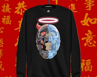 Angel & Devil Skull Sweatshirt: Gothic Good vs Bad Tee