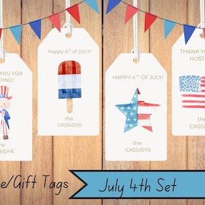 Weinflasche Tags | Individuelle Geschenkanhänger | Kleine Dankeskarten | Juli 4 | Vaterländisch | USA