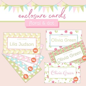 Cartões de presente personalizados | Floral e bolinhas | Etiquetas de presente personalizadas | Pequenos cartões de agradecimento | Encartes para embalagens de casamento, chá de bebê e empresas