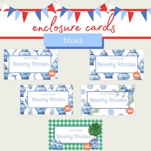 Gepersonaliseerde bijlagekaarten | Blauwe chinoiserie | Aangepaste cadeaukaartjes | Kleine bedankkaartjes | Bruiloft, babyshower, inzet zakelijke verpakking