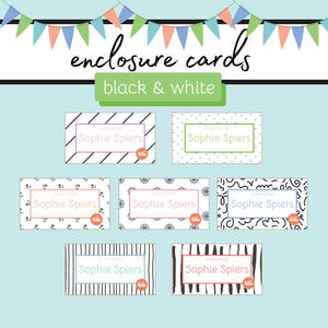 Cartões de presente personalizados | Preto e branco | Etiquetas de presente personalizadas | Pequenos cartões de agradecimento | Encartes para embalagens de casamento, chá de bebê e empresas