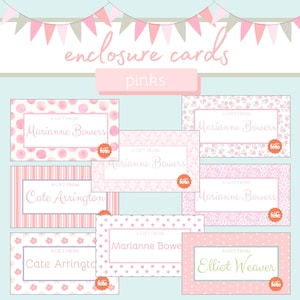 Cartões de presente personalizados | Pinks | Etiquetas de presente personalizadas | Pequenos cartões de agradecimento | Encartes para casamento, chá de bebê e empresas