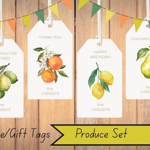 Etiquetas para garrafas de vinho | Etiquetas para presentes personalizadas | Pequenos cartões de agradecimento | Limões | Laranjas
