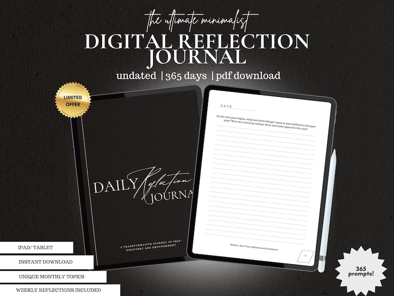 daily self-reflection journal. digital journal for goodnotes. 2025 journal. Daily journal for ipad. self-improvement journal. mindfulness journal.self-love and wellness journal. journals for women. weekly reflection journal. self-improvement journal.