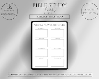 Minimalist Digital Bible Study Template, Prayer Journal, Bible Reading Tracker, Printable Bible Study Guide, Faith Planner for Christians