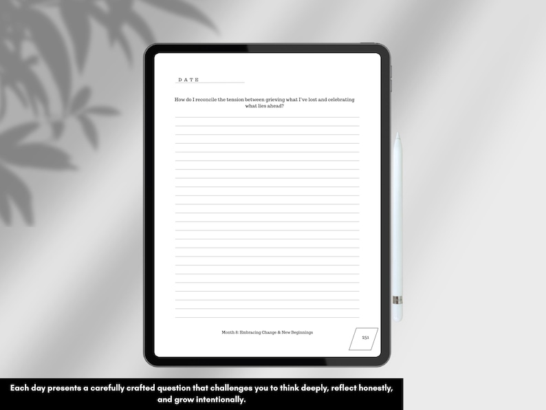 daily self-reflection journal. digital journal for goodnotes. 2025 journal. Daily journal for ipad. self-improvement journal. mindfulness journal.self-love and wellness journal. journals for women. minimalist journal. weekly journal for women.