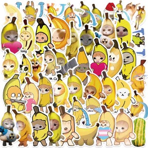 Crying Banana Cat Aufkleber Mystery Bundle (10 Stück) - Lustige Meme wasserfeste Vinyl Aufkleber für Laptop, Koffer, Scrapbook, Kinder, Kawaii Geschenk