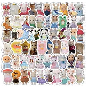 Calico Critters Stickers Mystery Bundle  – Cute Waterproof Vinyl Decals for Laptop, Scrapbook, Skateboard, Phone, Kids DIY Decor
