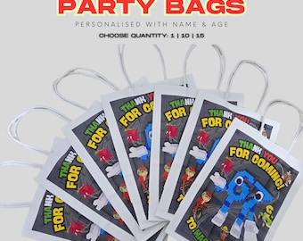 Personalised Party Bags | Birthday Party Bags | Custom Name & Age | Treat Bags | Party Favours | Available in 1, 10 or 15