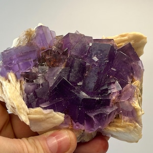 Rare Purple Fluorite with Barite from Berbes Mining Area, Spain
