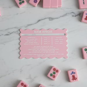 Two-Tone Acrylic Mahjong Line Reader | Elegant Tile Guide Pink and White