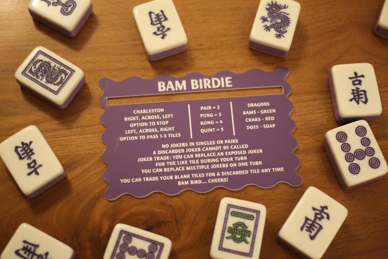 Two-Tone Acrylic Mahjong Line Reader | Elegant Tile Guide Purple and White