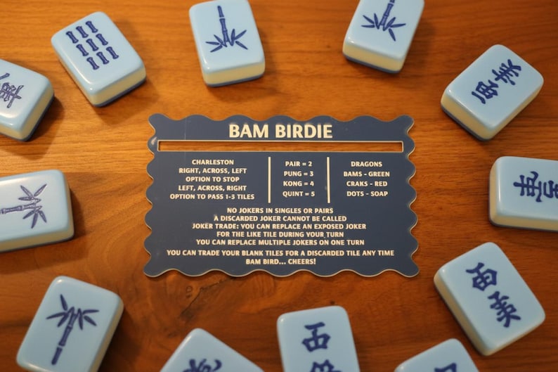 Two-Tone Acrylic Mahjong Line Reader | Elegant Tile Guide Blue and White