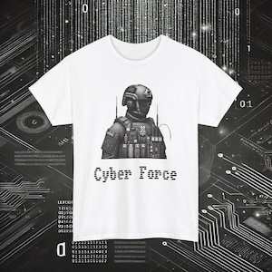 Cyber Force Elite Faded T-Shirt Vintage Special Forces Cybersecurity Design Made by Military Navy Veteran Designed for Computer IT Guys
