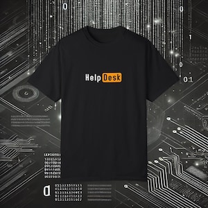 Camiseta de parodia de Help Desk: divertida camiseta de soporte técnico inspirada en un diseño de logotipo popular. Regalo de humor informático para profesionales de Help Desk.