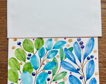 Hand Painted Watercolor Card: Blank Inside, 5x7 With Envelope - Etsy