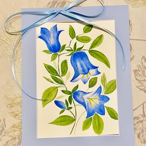 Watercolor Bluebells Painting: 7x10 Unframed Floral Art with Matte