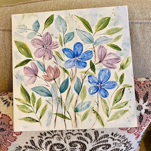 Original Moody Floral Watercolor Painting: 10x10 Fine Art