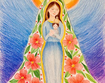 Maria Madre di Dio - Matita colorata