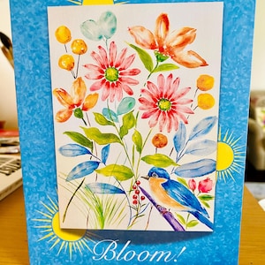 13x18 Klappkarte.  Die Innenseite ist beschreibbar. Florale Aquarellmalerei von mir! - zu einem Druck gemacht.  Bitte flüchte in diesen süßen Garten!