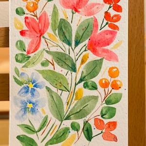 Cartolina 4x6 "Bouquet" ad acquerello - Dipinta da me. Ha un francobollo, spazio per un biglietto e l'indirizzo postale per una persona speciale.