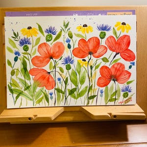 Watercolor Wildflowers painted by me!  Original artwork on cotton paper measures 7x10 inches.