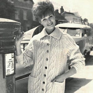 Sunbeam Aran Bainin's "Lady's Aran Jacket" knitting pattern from the 1960s- PDF