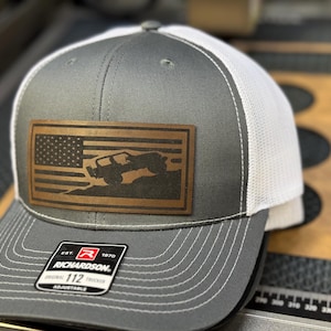 Offroad Jeep American Flag Hat, Leatherette patch, Richardson 112