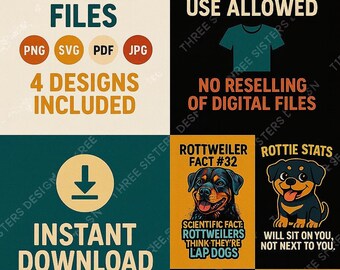 Rottweiler Shirt Design Bundle | Funny Dog Lover Graphics (Digital Download)